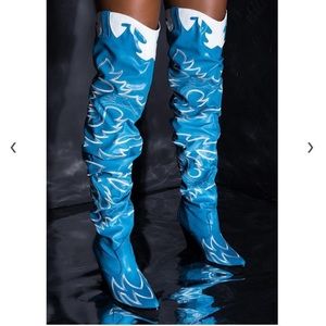 white over the knee cowboy boots